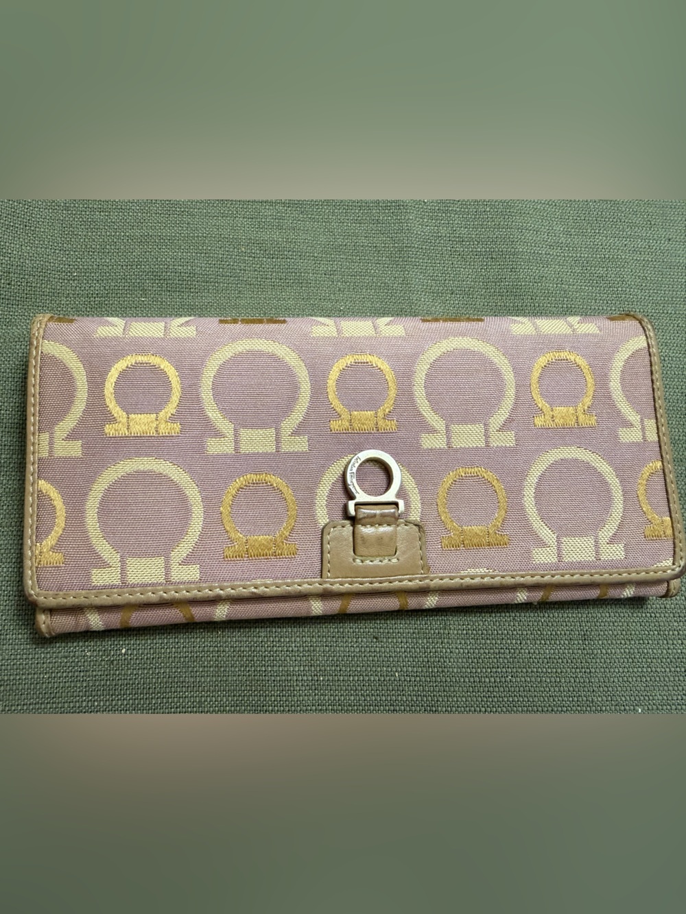 Salvatore Ferragamo Lavender Pink Logo Continental Wallet with Gold Accents